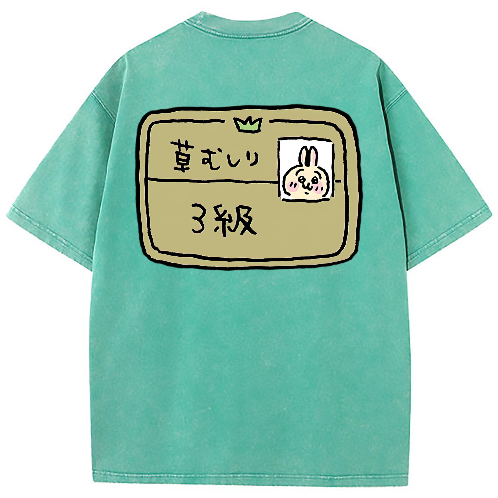 （画像用） ちいかわ うさぎ Chii-kawa usagi 綿100% ヴィンテージ風 半袖Tシャツ（背面プリント）